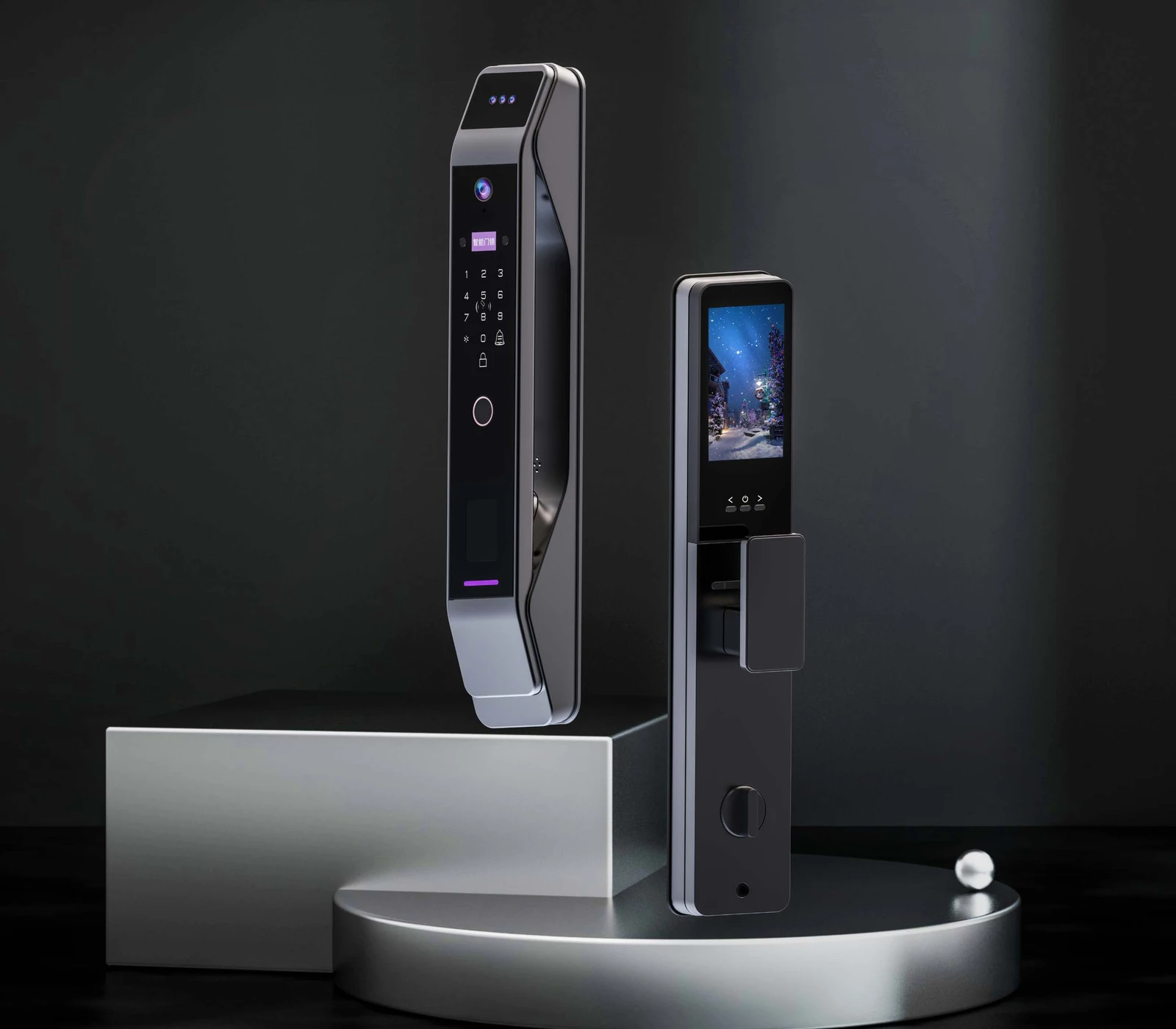 T12 Ultra 3D Face Recognition Intercom Peephole display App Remote Control Fingerprint Video Door Lock - product view 3