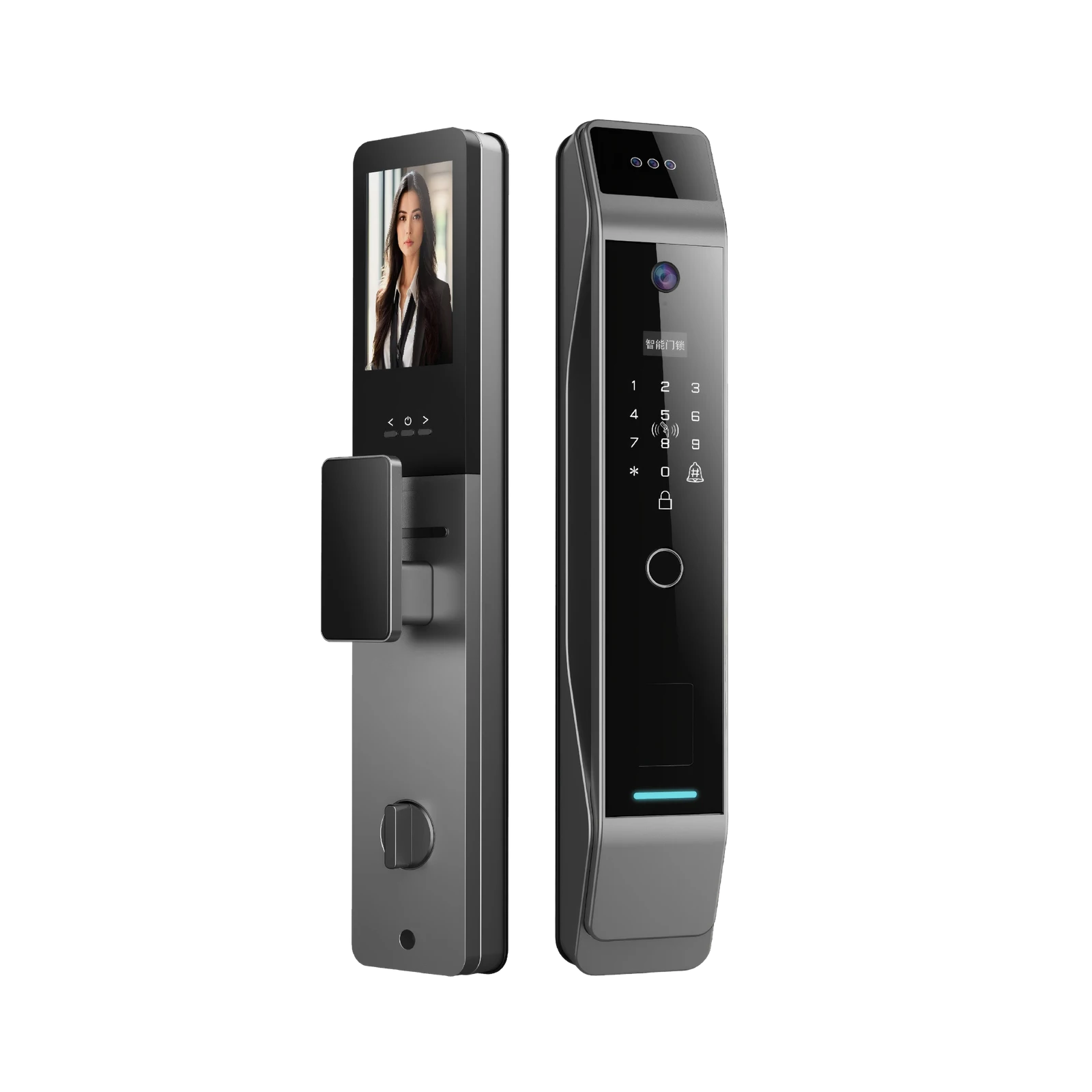 T12 Ultra 3D Face Recognition Intercom Peephole display App Remote Control Fingerprint Video Door Lock - product view 2
