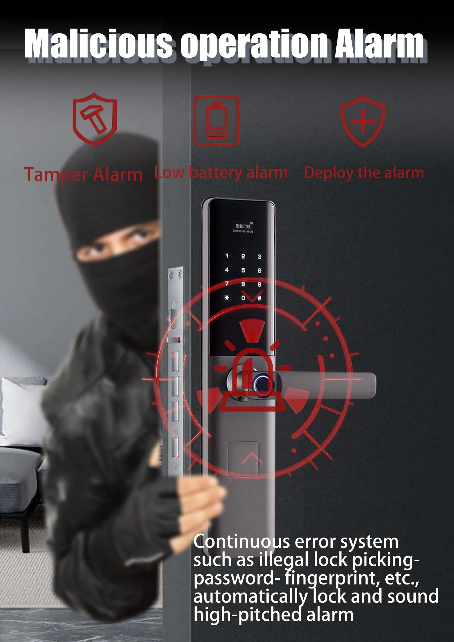 T9-5G Semi-Automatic Smart Fingerprint Door - source product detail