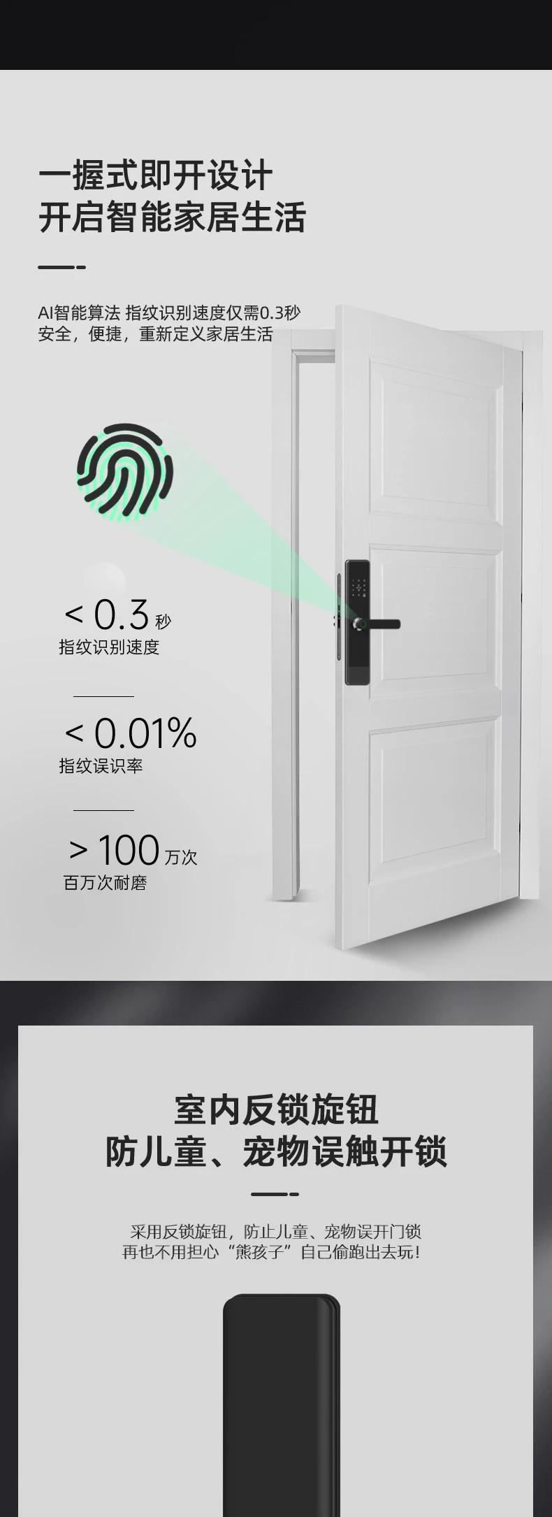 T5 Semi-Automatic Smart Fingerprint Door - source product detail