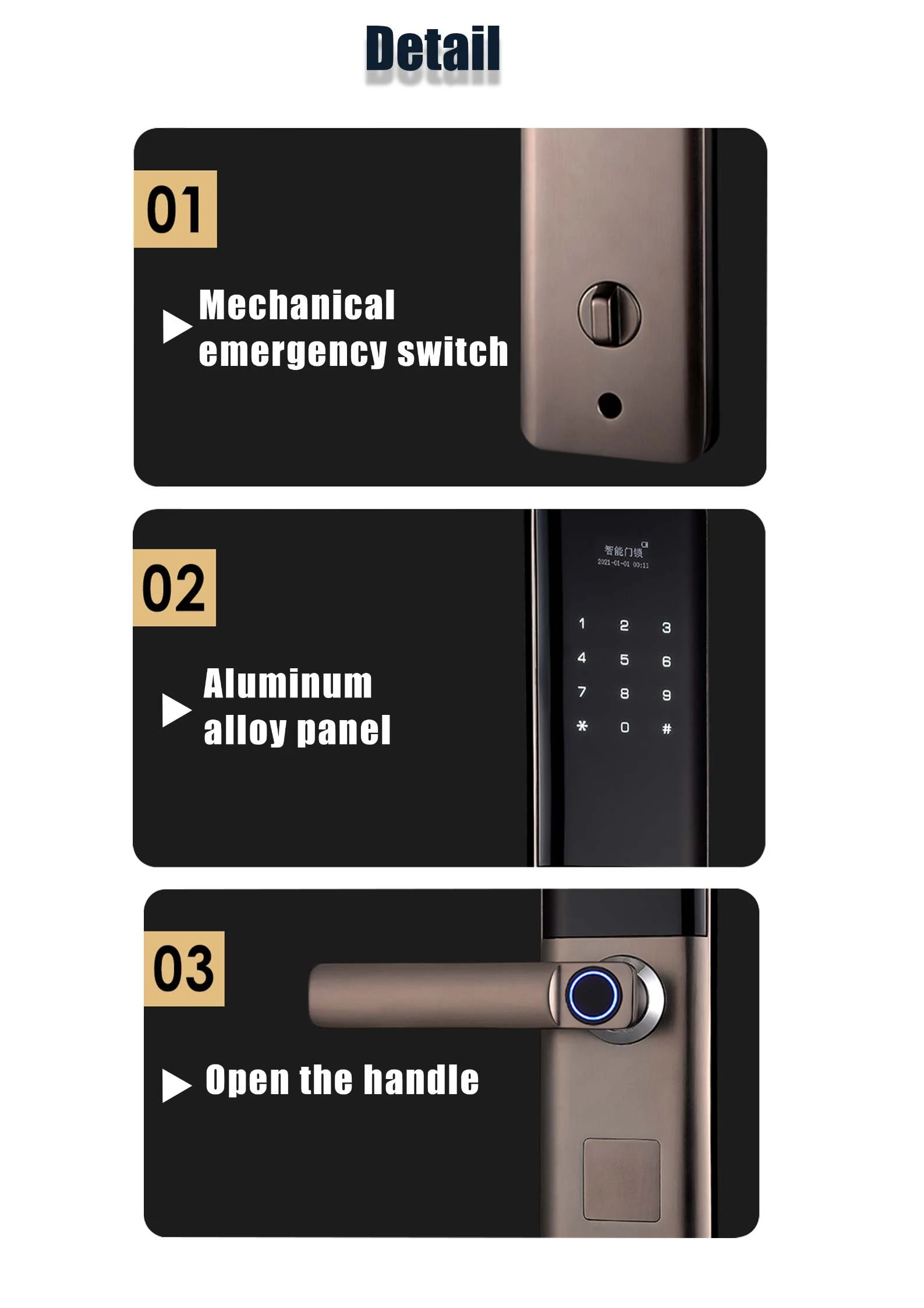 T9-5G Semi-Automatic Smart Fingerprint Door - source product detail