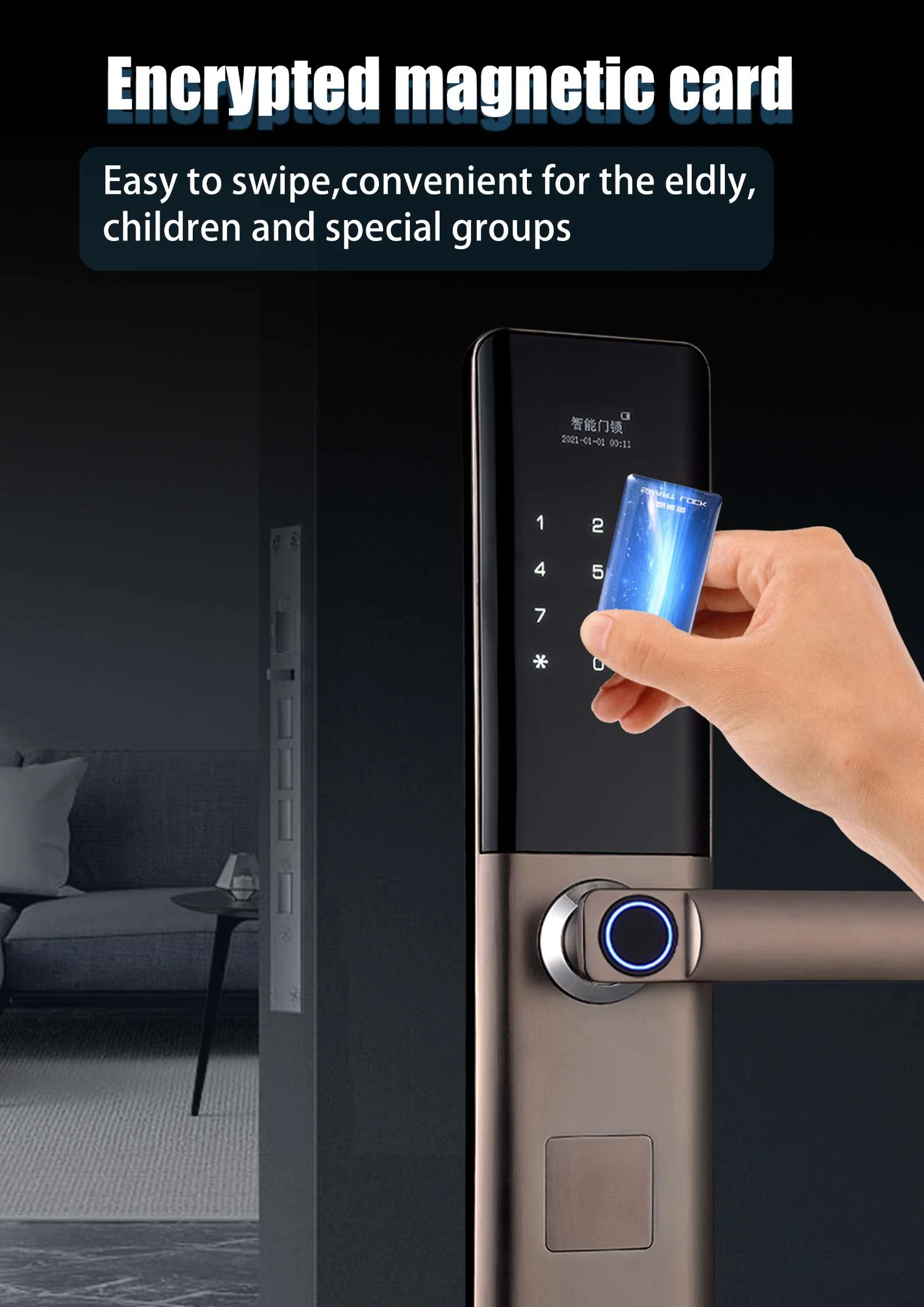 T9-5G Semi-Automatic Smart Fingerprint Door - source product detail