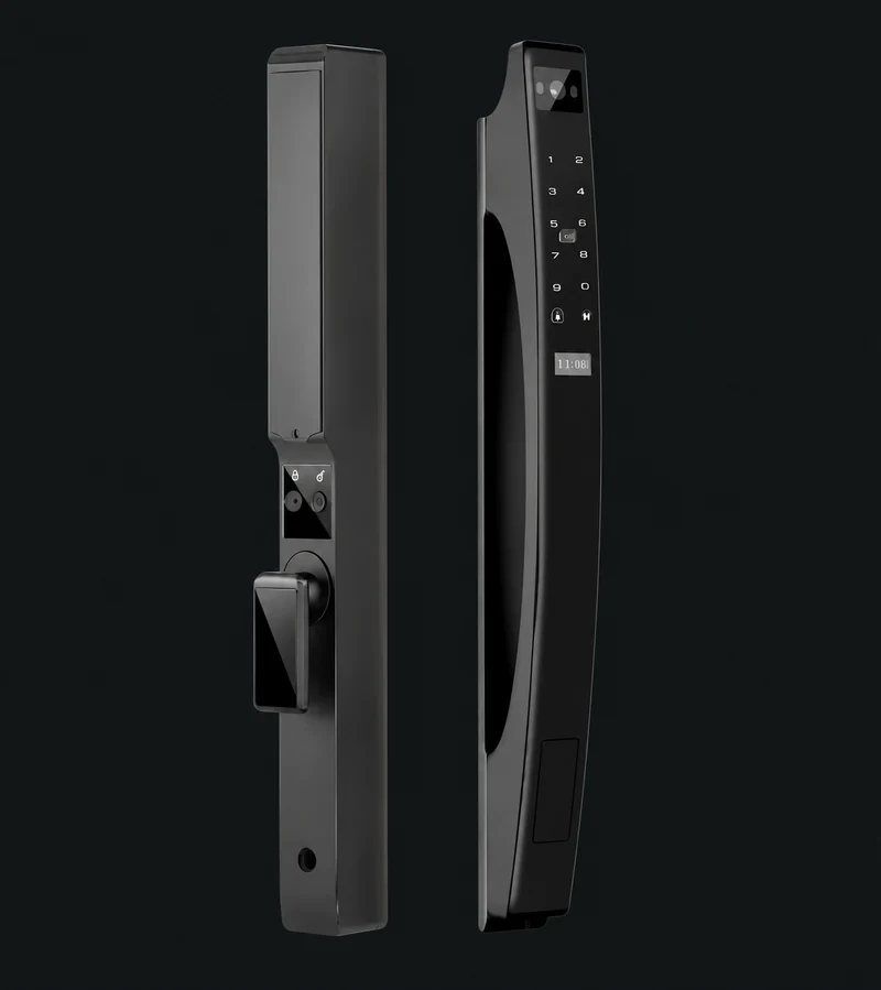 LJ03-C Automatic Narrow Frame Smart Lock: charcoal studio visualization based on the original manufacturer reference