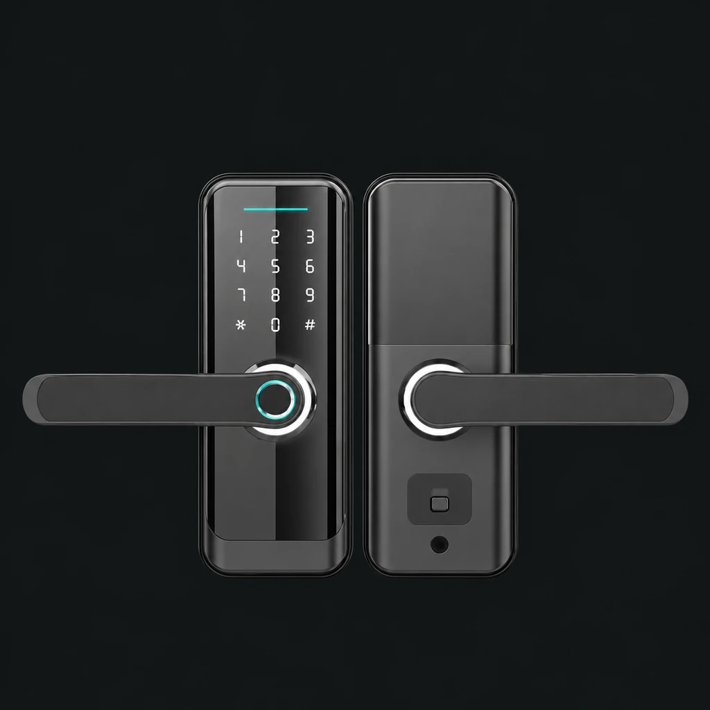 NO.9 Indoor-Apartment Smart Lock: charcoal studio visualization based on the original manufacturer reference