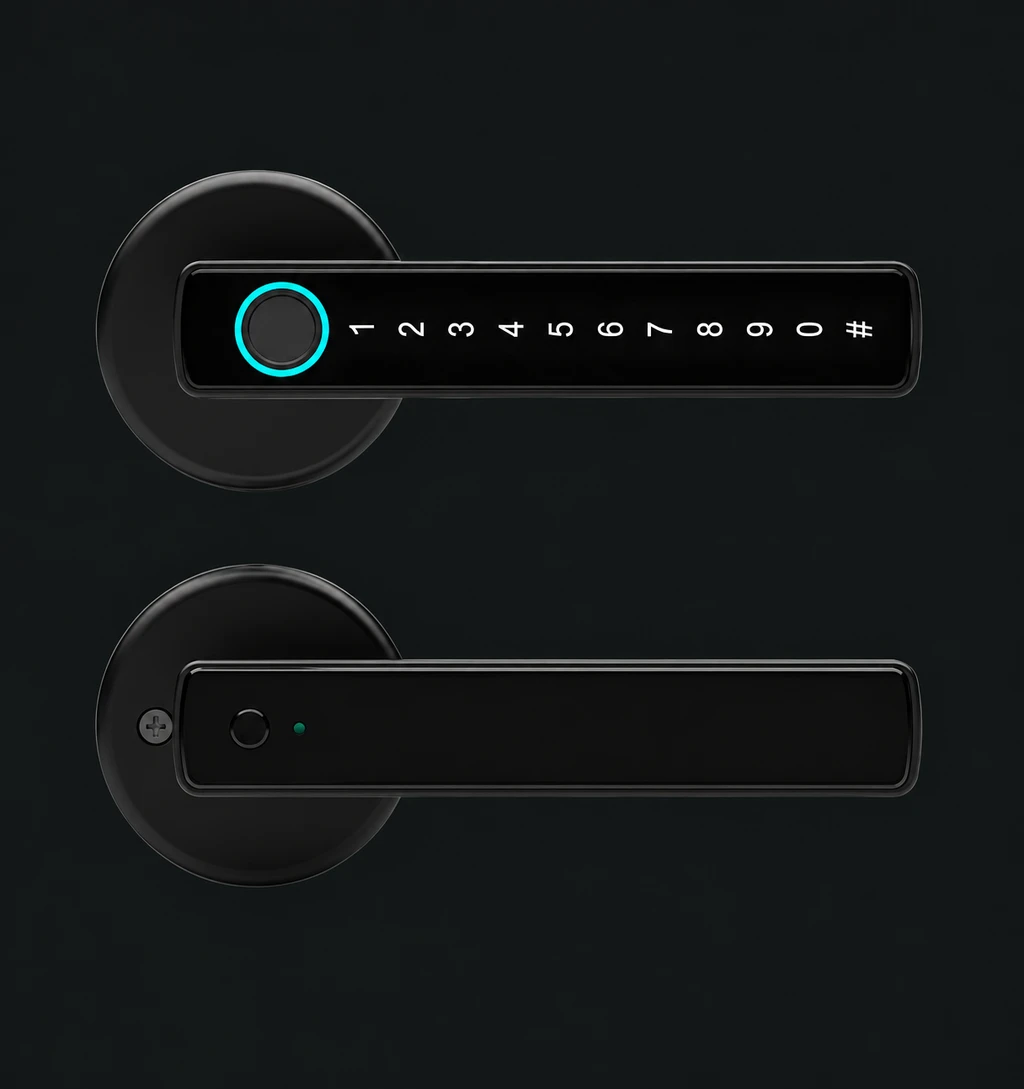 B1 Single Handle Smart Lock | Fingerprint Room Door Lock: charcoal studio visualization based on the original manufacturer reference