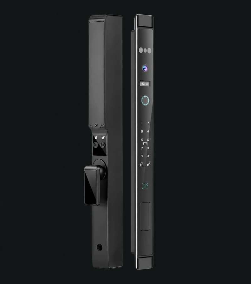 LJ09-C Automatic Narrow Frame Smart Lock: charcoal studio visualization based on the original manufacturer reference