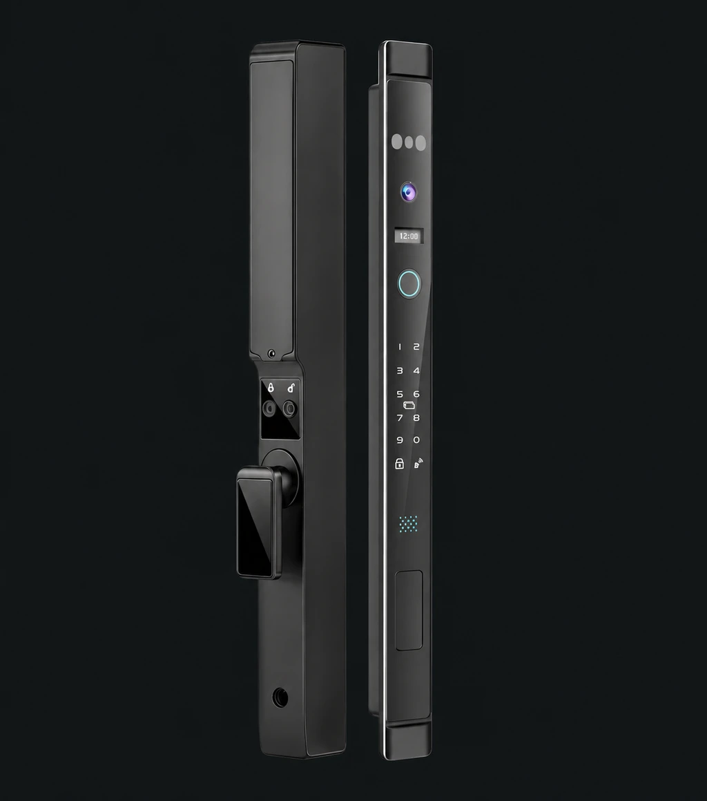 LJ09-C Automatic Narrow Frame Smart Lock: charcoal studio visualization based on the original manufacturer reference