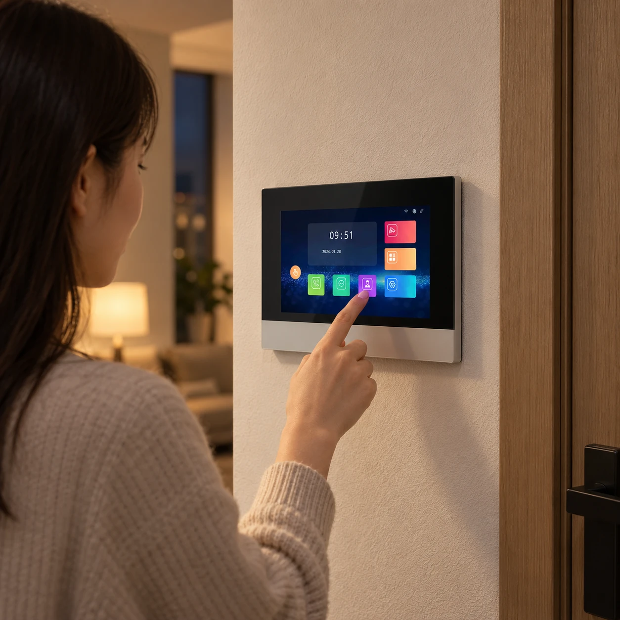 Illustrative daily-use scene based on 7 Inch Display Digital Indoor Monitor With Touch Screen