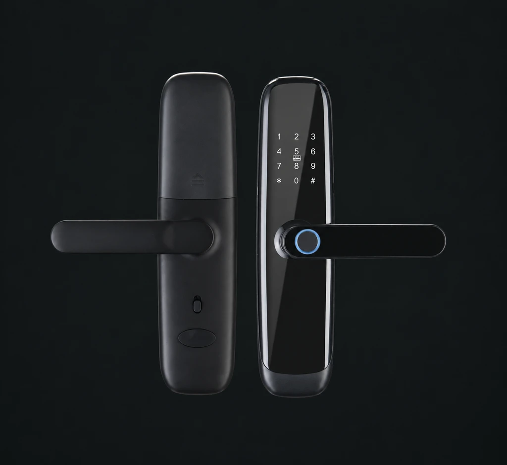NO.2 Indoor-Apartment Smart Lock: charcoal studio visualization based on the original manufacturer reference