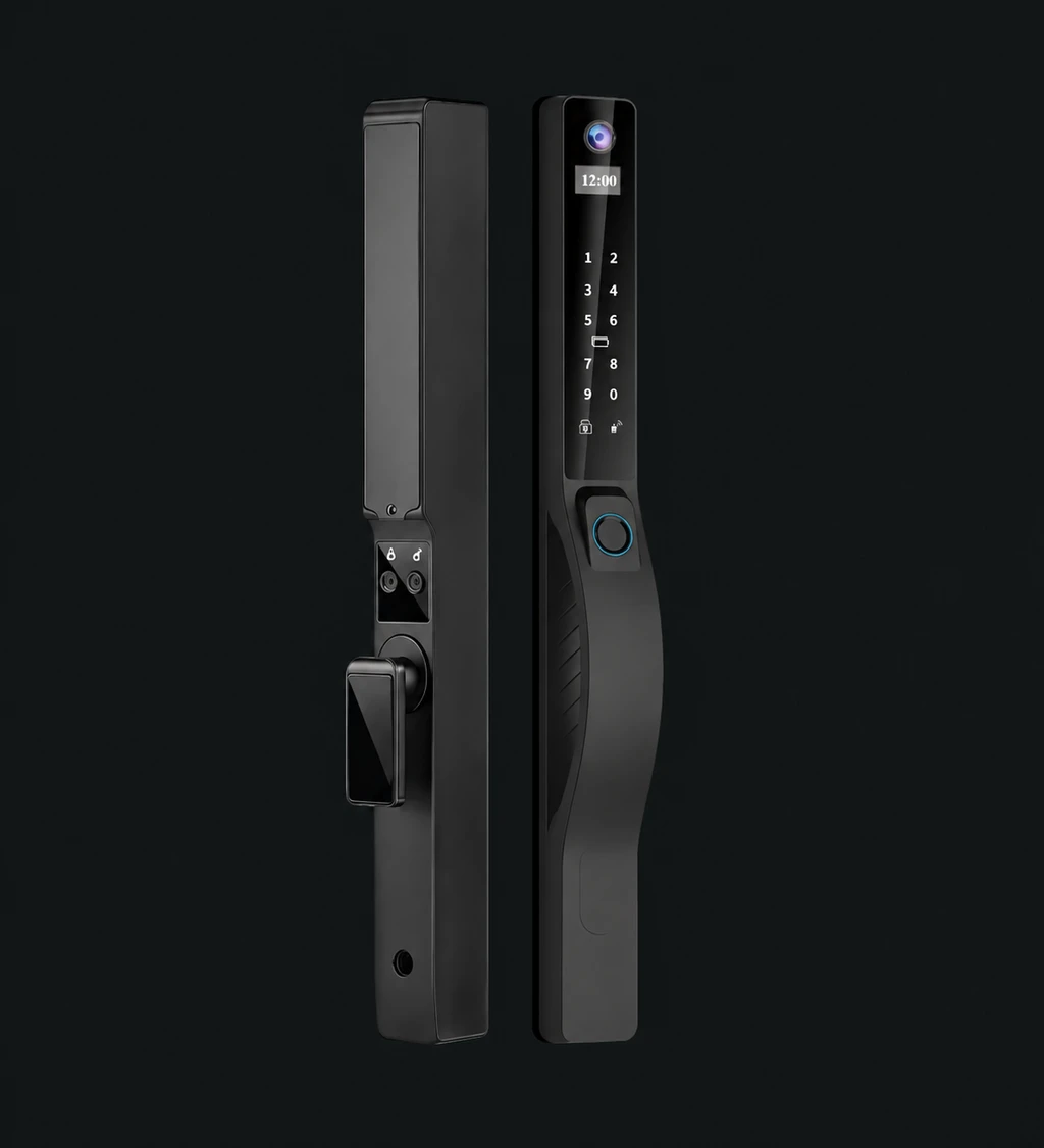 L1 Automatic Narrow Frame Smart Lock: charcoal studio visualization based on the original manufacturer reference