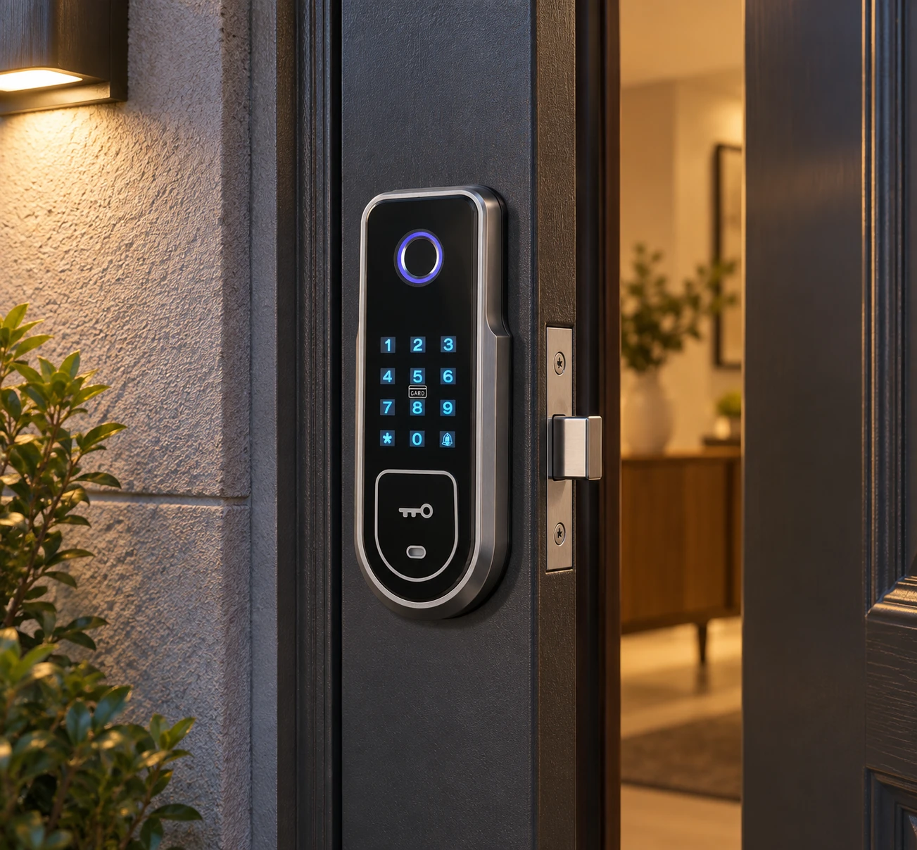 Illustrative daily-use scene based on N1 Outdoor Smart Fingerprint and Password Lock