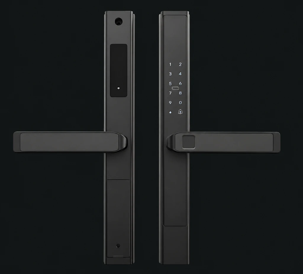 LS2 Semi-Automatic Narrow Frame Smart Lock: charcoal studio visualization based on the original manufacturer reference