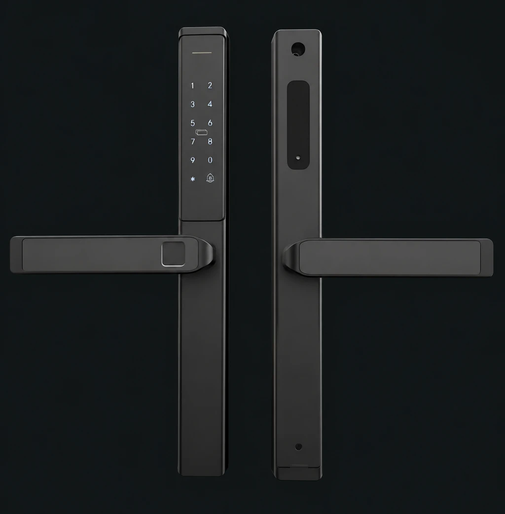 LS1 Semi-Automatic Narrow Frame Smart Lock: charcoal studio visualization based on the original manufacturer reference