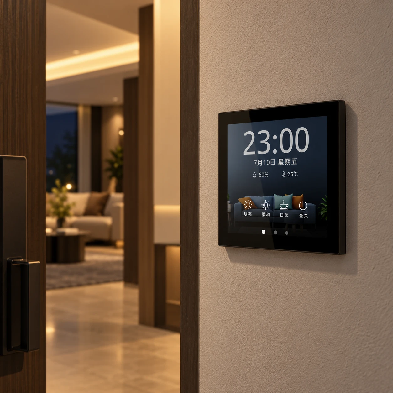 Illustrative daily-use scene based on Pure Screen Intelligent Control Panel