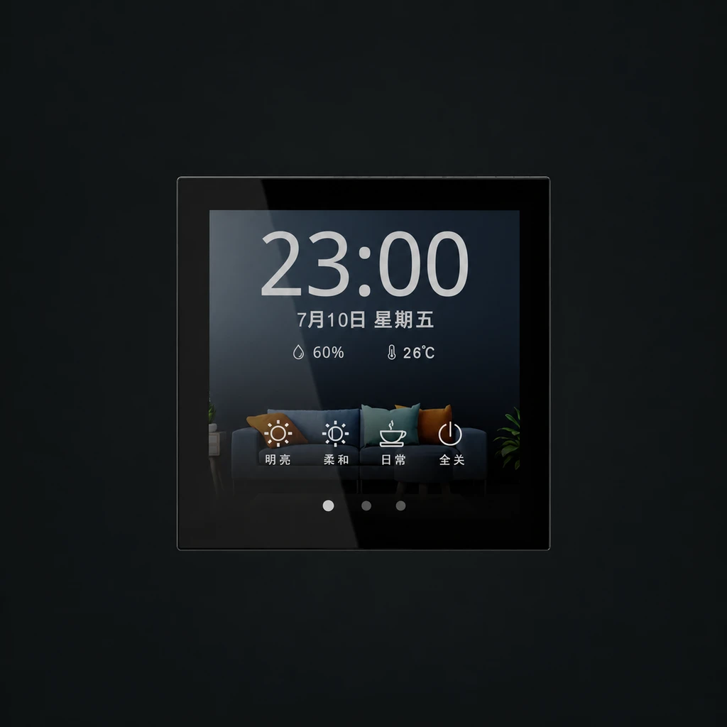 Pure Screen Intelligent Control Panel: charcoal studio visualization based on the original manufacturer reference