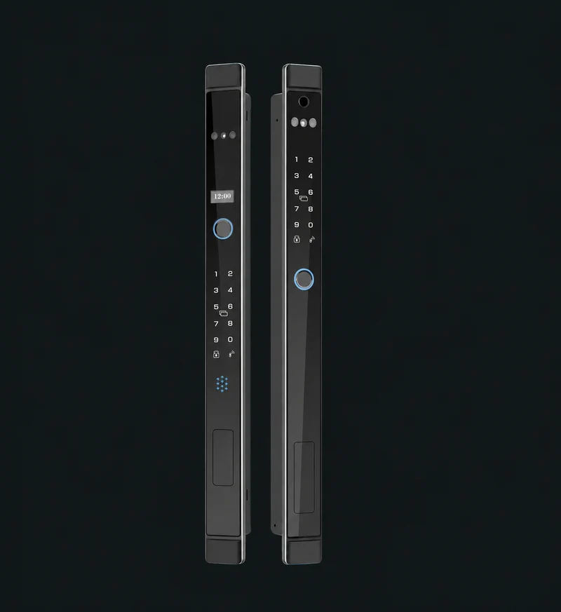 LJ095 Automatic Narrow Frame Smart Lock: charcoal studio visualization based on the original manufacturer reference