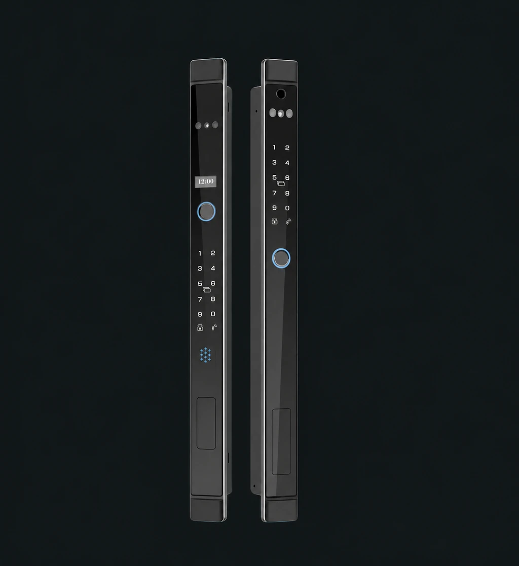 LJ095 Automatic Narrow Frame Smart Lock: charcoal studio visualization based on the original manufacturer reference