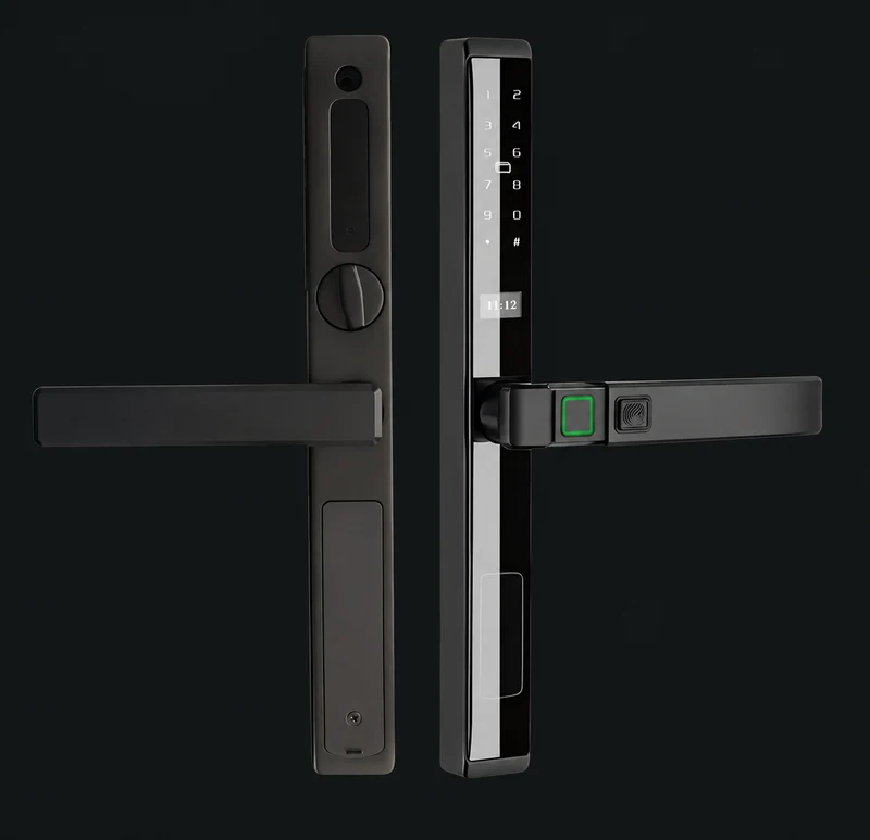 LJ02-B Semi-Automatic Narrow Frame Smart Lock: charcoal studio visualization based on the original manufacturer reference