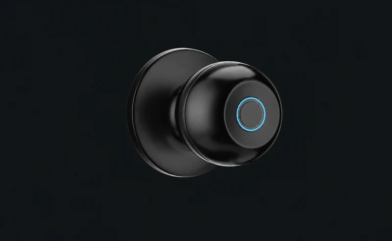 Q02 Smart Ball Door Lock with Fingerprint Access: charcoal studio visualization based on the original manufacturer reference