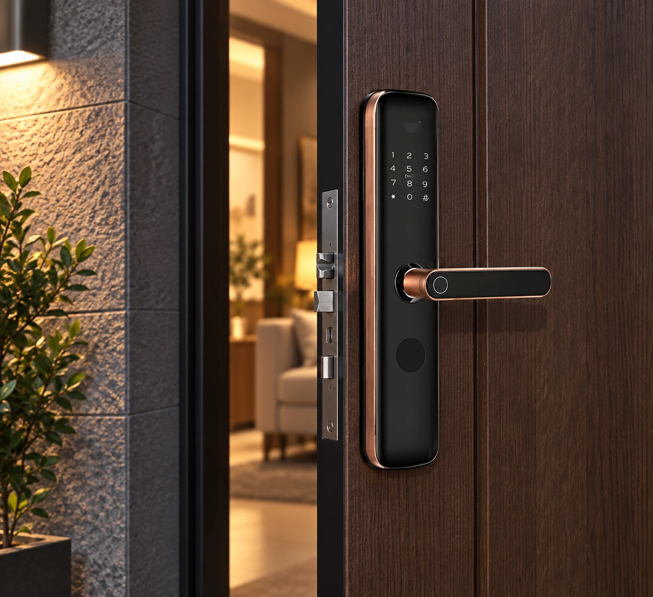 Illustrative daily-use scene based on T9-3 Semi-Automatic Smart Fingerprint Door