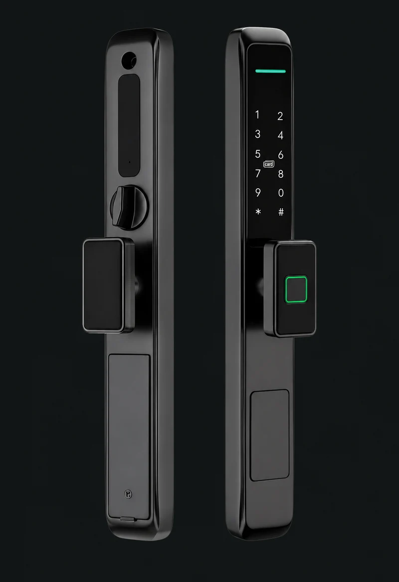 LJ01-D Automatic Narrow Frame Smart Lock: charcoal studio visualization based on the original manufacturer reference