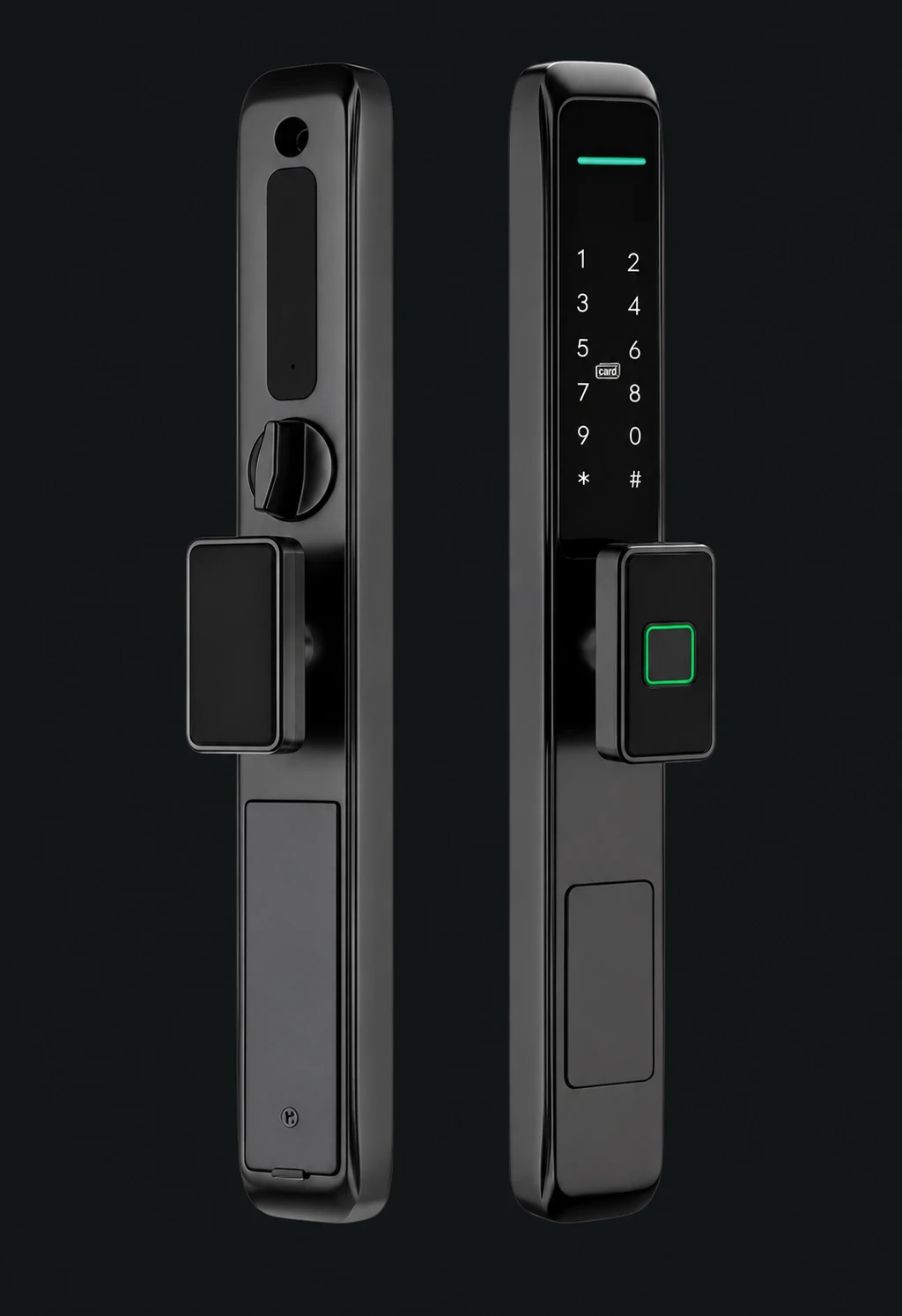 LJ01-D Automatic Narrow Frame Smart Lock: charcoal studio visualization based on the original manufacturer reference