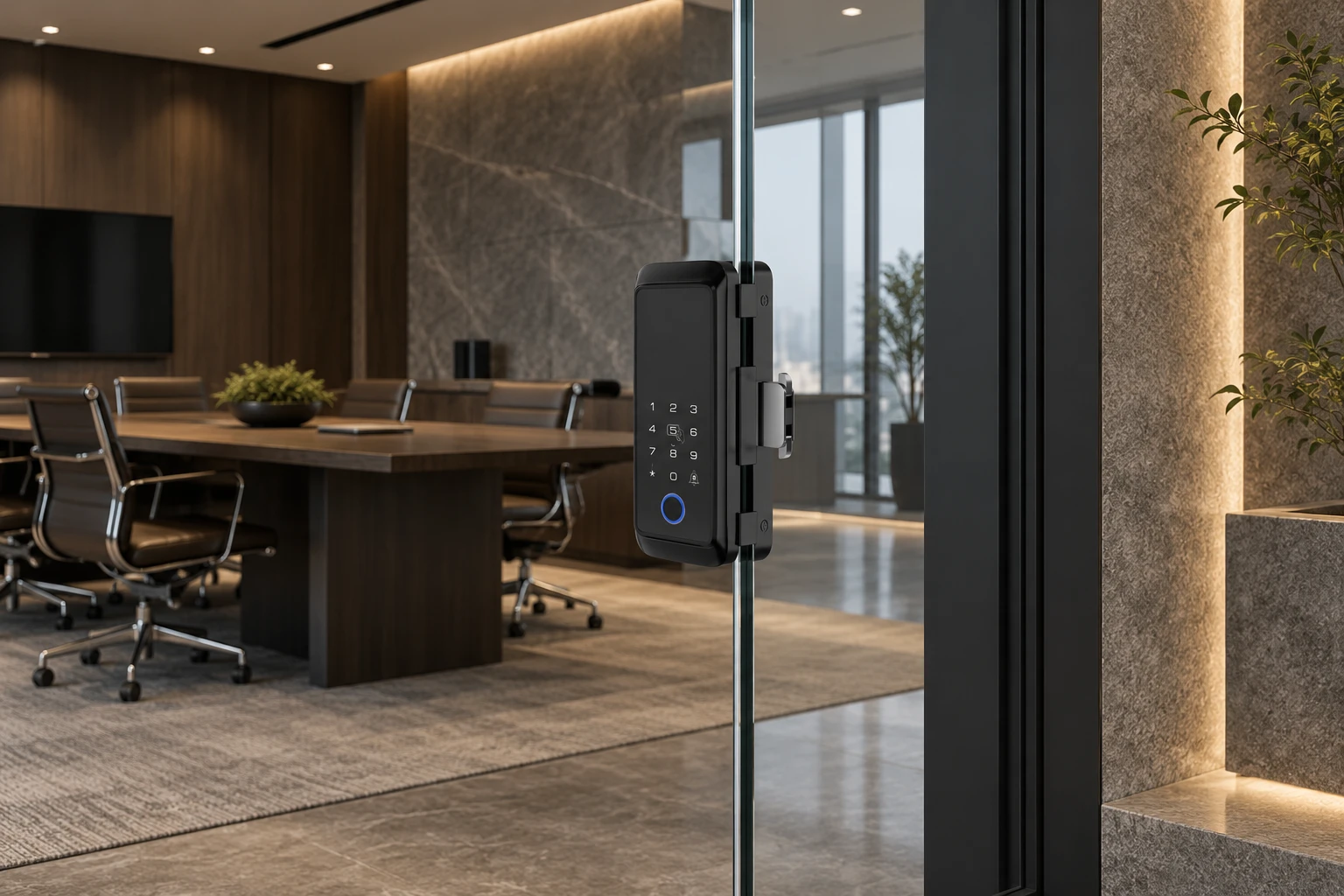 Illustrative application scene based on 902 Glass Door Smart Fingerprint Lock
