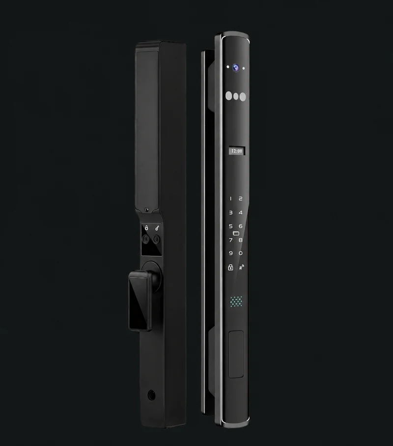 LJ15 Automatic Narrow Frame Smart Lock: charcoal studio visualization based on the original manufacturer reference