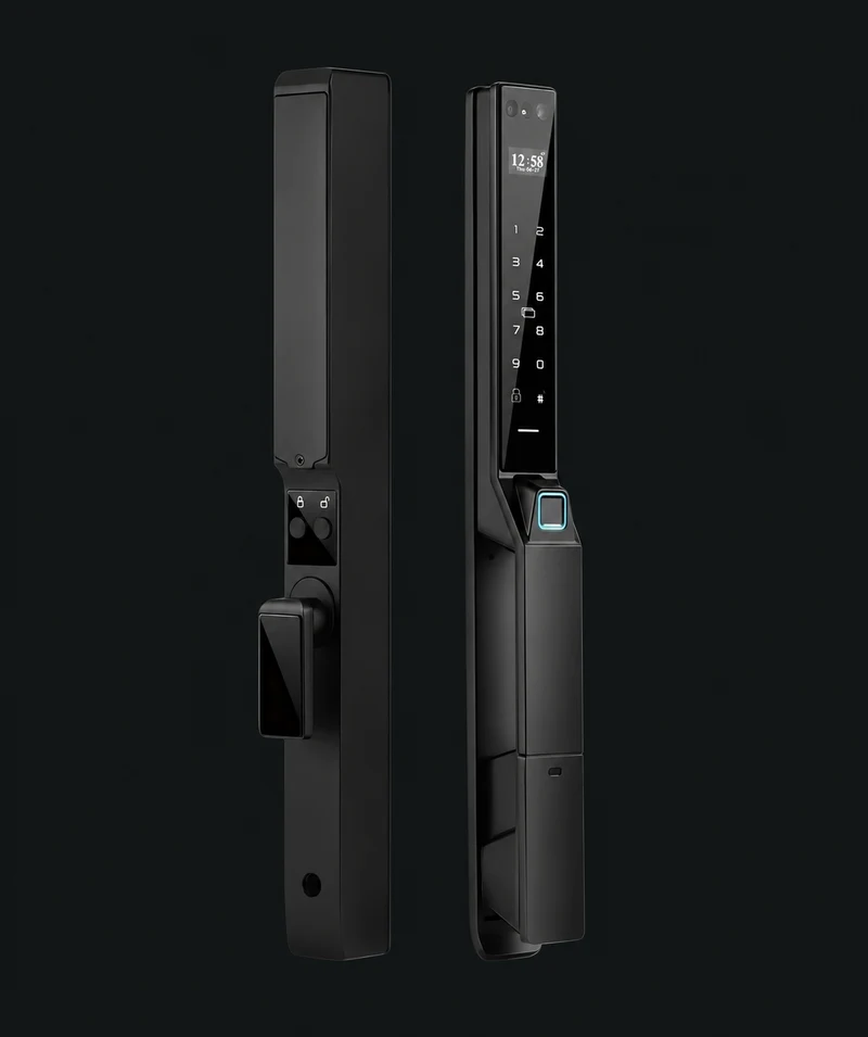 LX10 Automatic Narrow Frame Smart Lock: charcoal studio visualization based on the original manufacturer reference