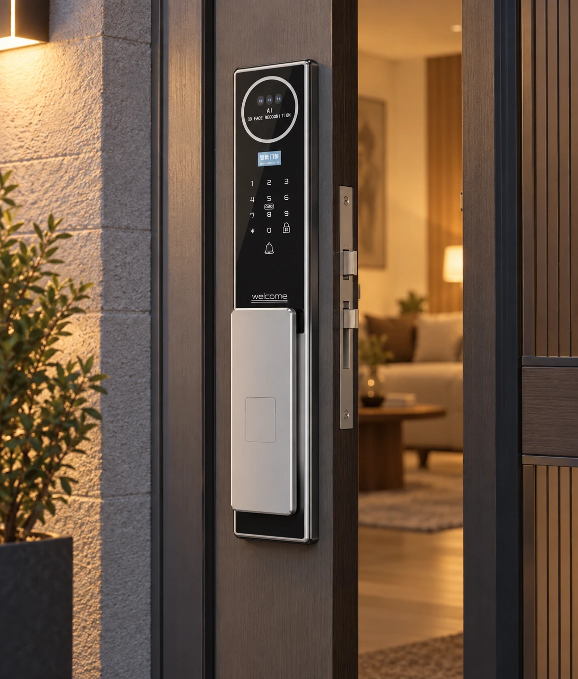 Illustrative daily-use scene based on T18 Fully-Automatic Face Recognition and Visible Peephole Smart Lock