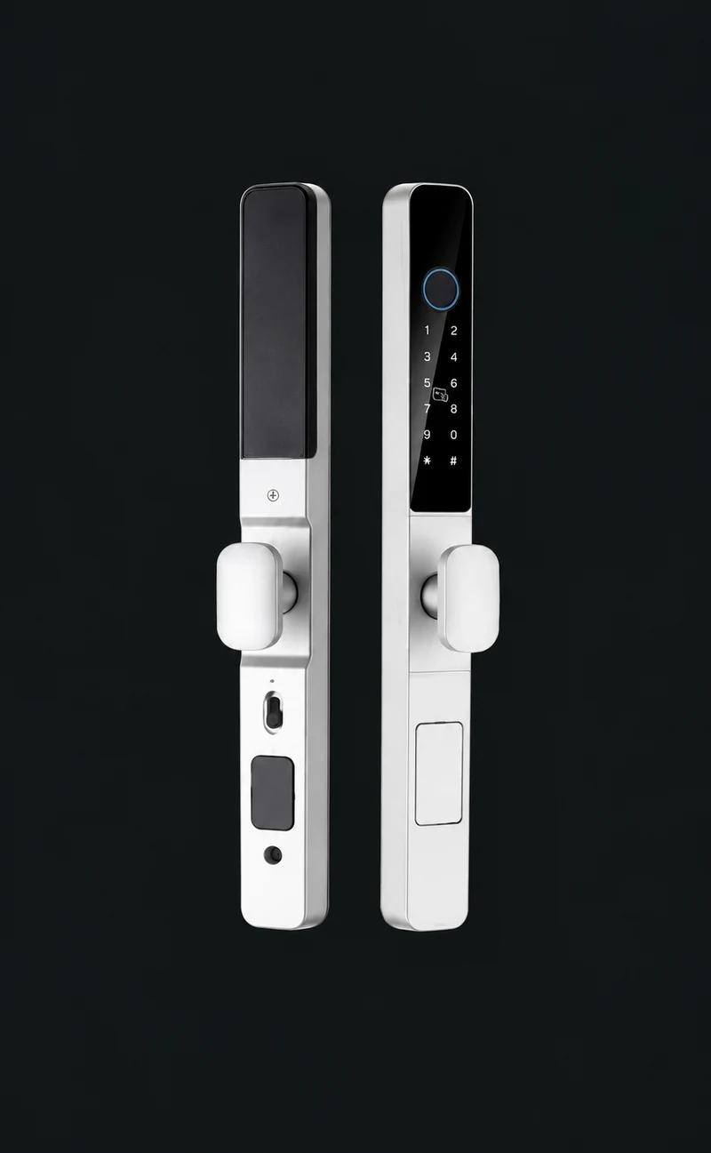 D02 Narrow Frame Smart Lock: charcoal studio visualization based on the original manufacturer reference