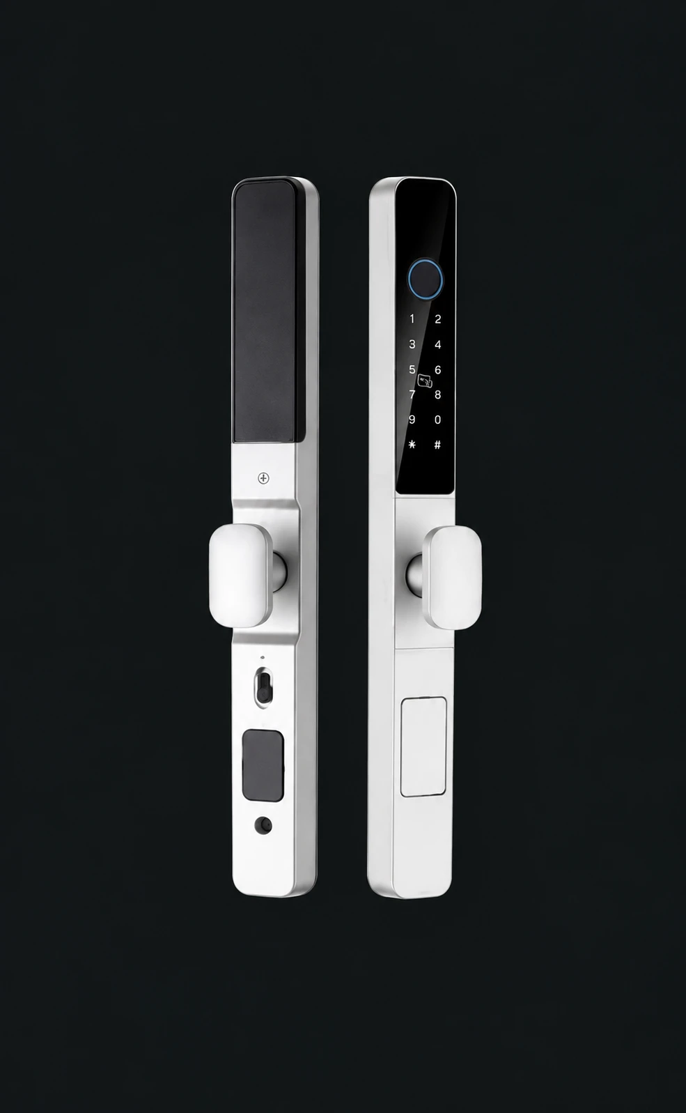 D02 Narrow Frame Smart Lock: charcoal studio visualization based on the original manufacturer reference