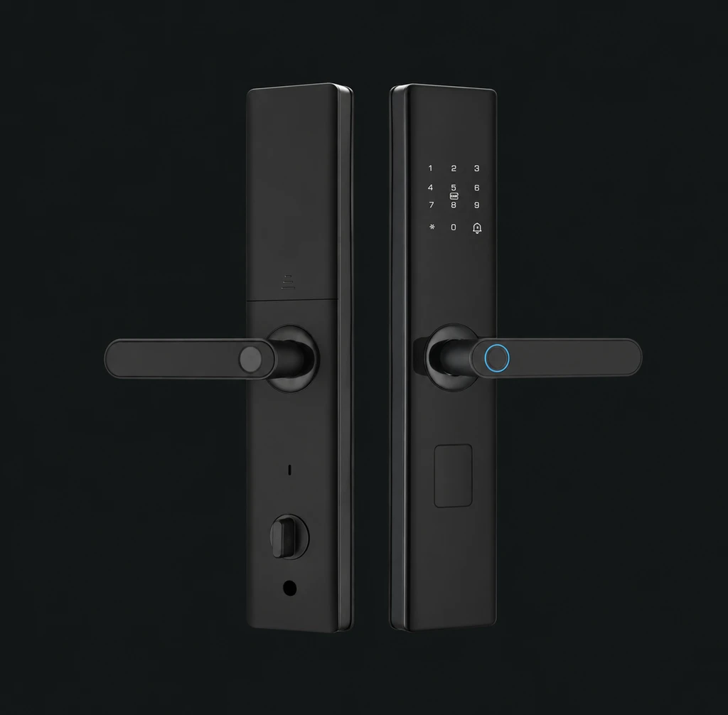 A06 Semi-Automatic Smart Fingerprint Lock: charcoal studio visualization based on the original manufacturer reference