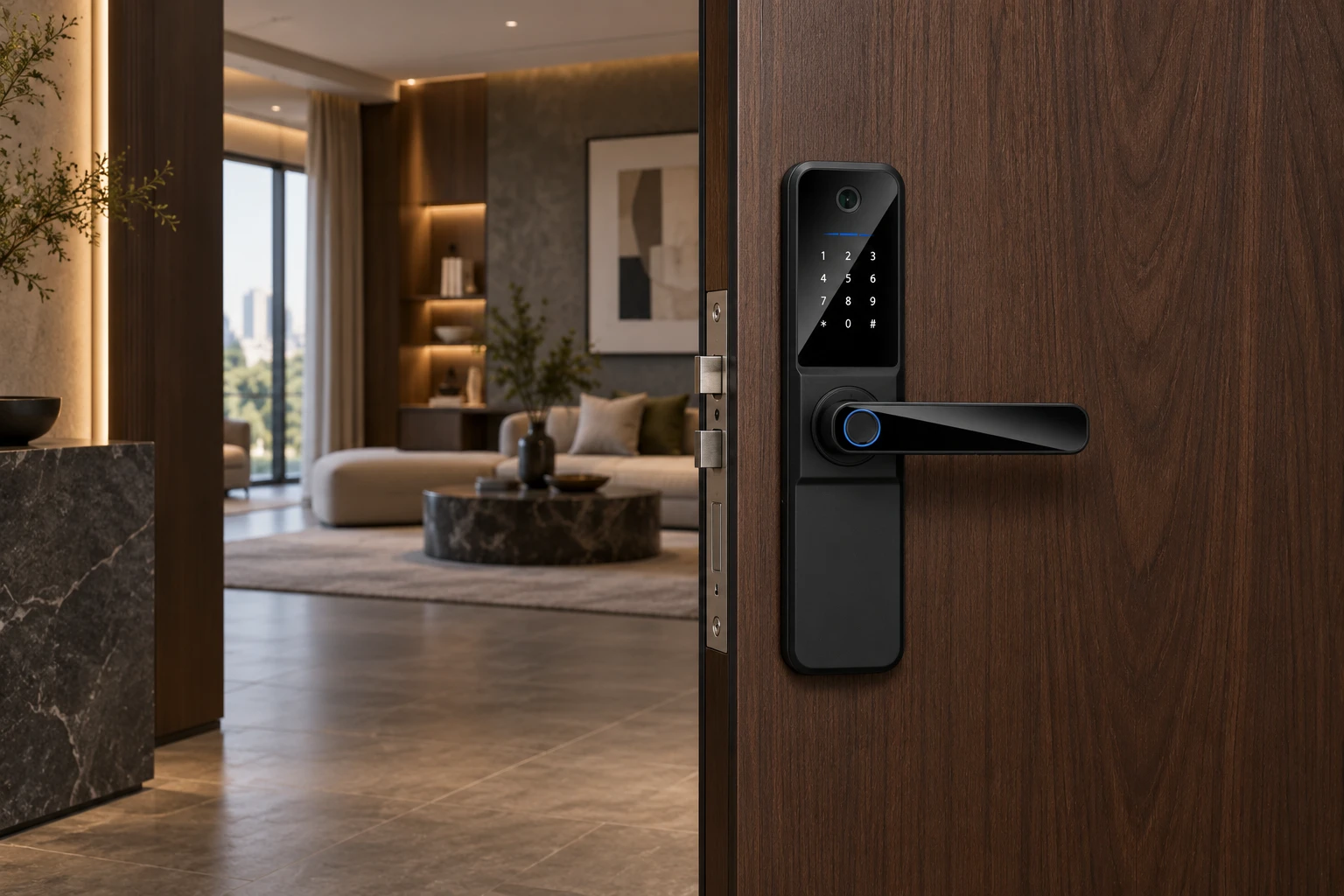 Illustrative application scene based on F03 Apartment Smart Door Lock with Visible Peephole