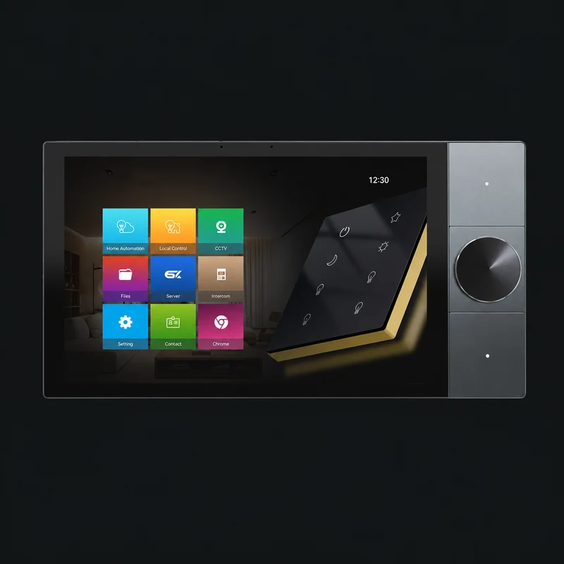 Leondarx SK Smart Control Panel: charcoal studio visualization based on the original manufacturer reference