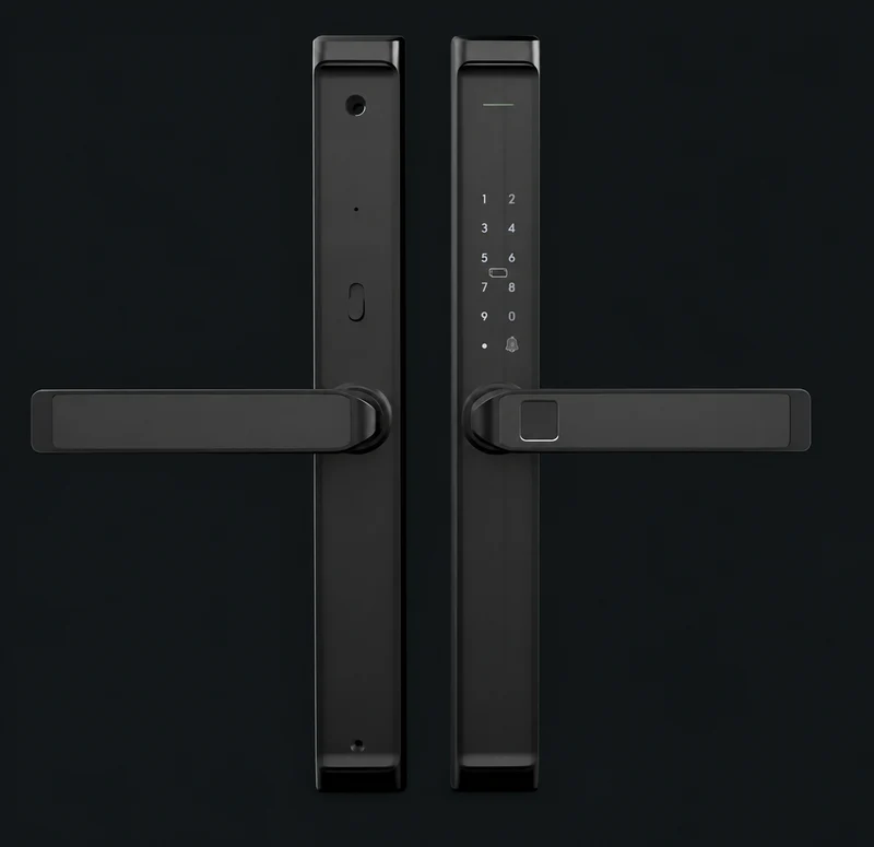 LS9 Semi-Automatic Narrow Frame Smart Lock: charcoal studio visualization based on the original manufacturer reference