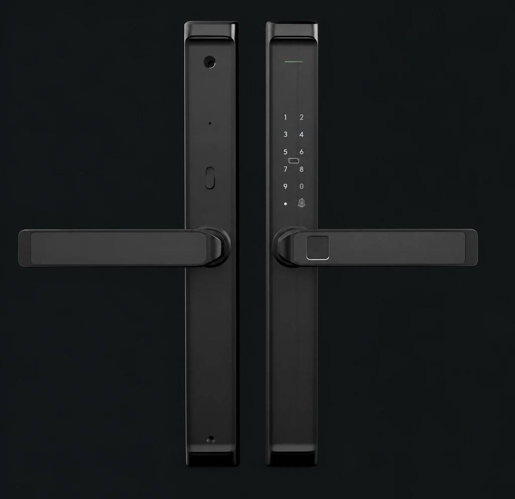 LS9 Semi-Automatic Narrow Frame Smart Lock: charcoal studio visualization based on the original manufacturer reference