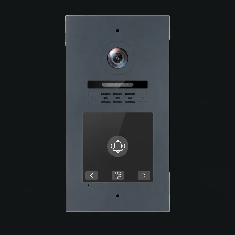 4-Inch Smart Door Station with Touch Screen Video Intercom and Remote Access: charcoal studio visualization based on the original manufacturer reference