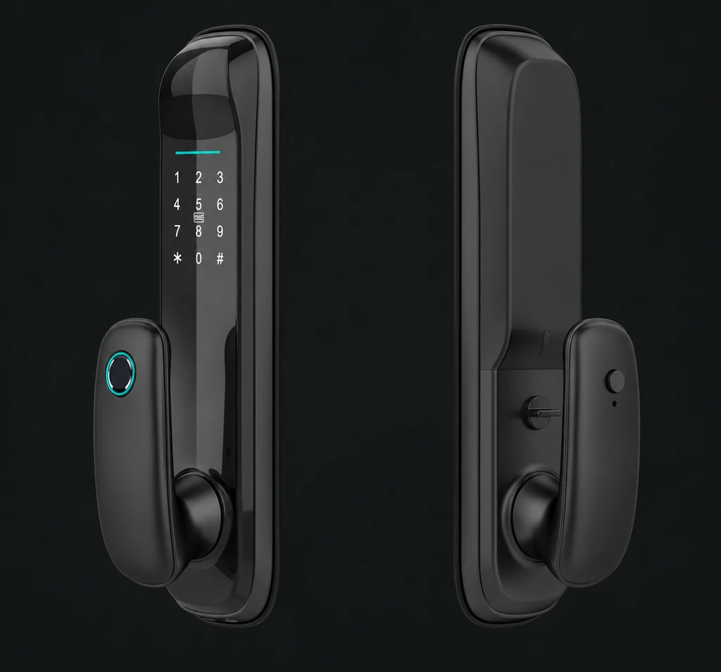 801 Apartment Smart Door Lock with Anti-Prying Alarm: charcoal studio visualization based on the original manufacturer reference