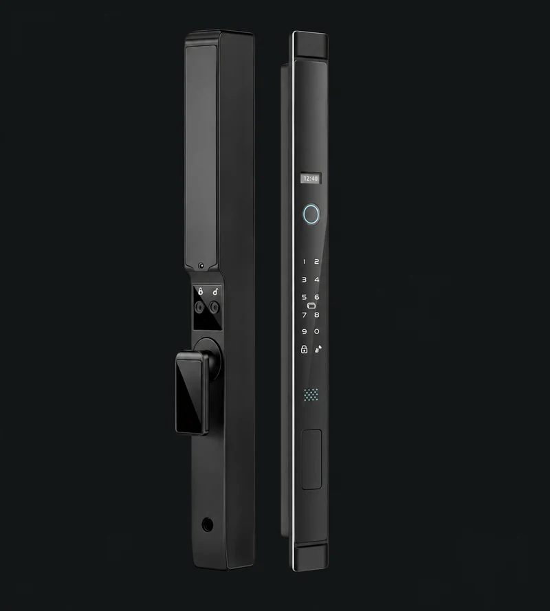 LJ09-A Automatic Narrow Frame Smart Lock: charcoal studio visualization based on the original manufacturer reference