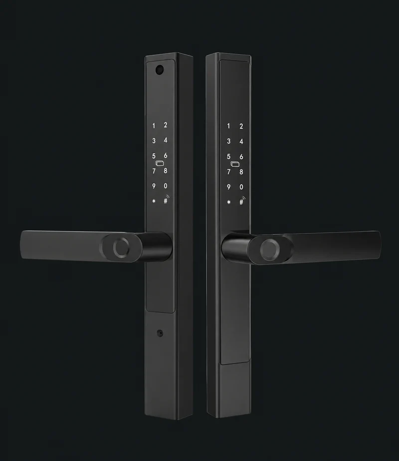WS2 Double-sided Fingerprint Narrow Frame Smart Lock: charcoal studio visualization based on the original manufacturer reference