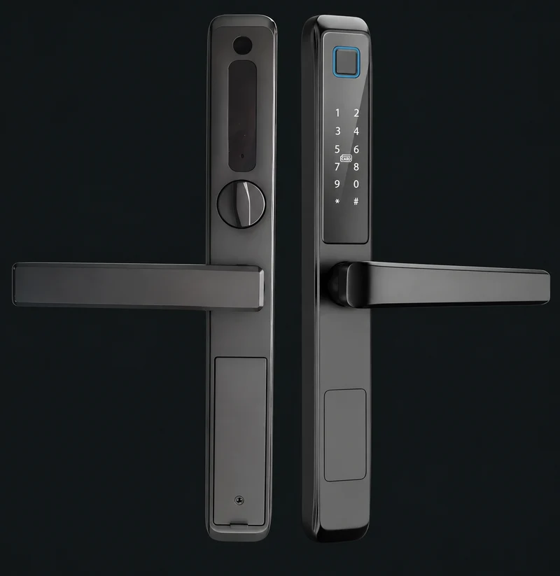 LJ01-B Semi-Automatic Narrow Frame Smart Lock: charcoal studio visualization based on the original manufacturer reference