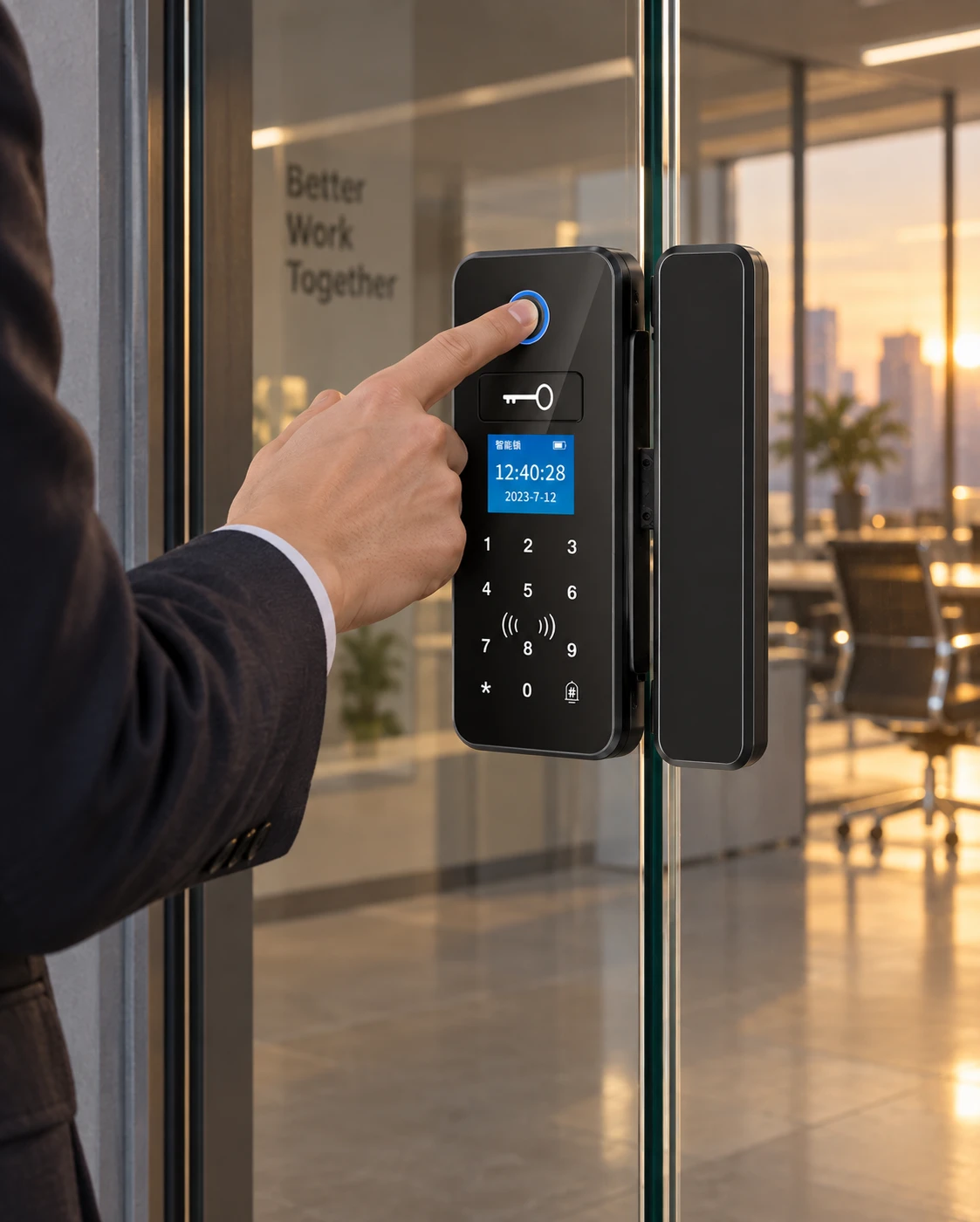 Illustrative daily-use scene based on A10 Smart Glass Door Lock