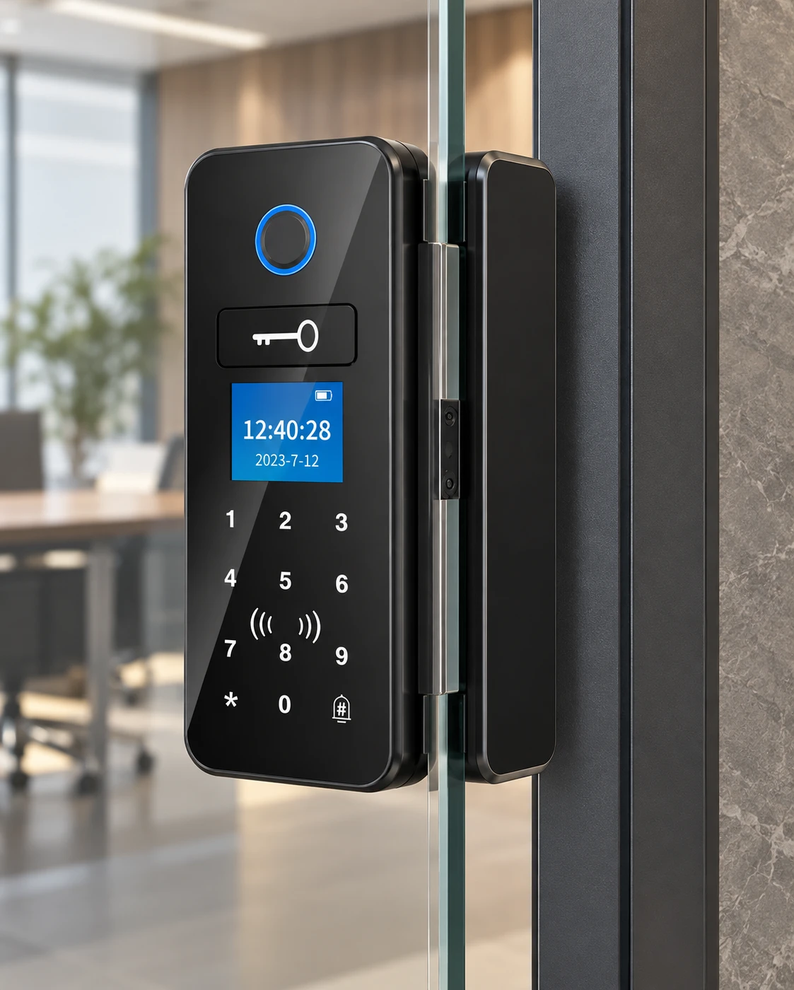 Illustrative installation scene based on A10 Smart Glass Door Lock