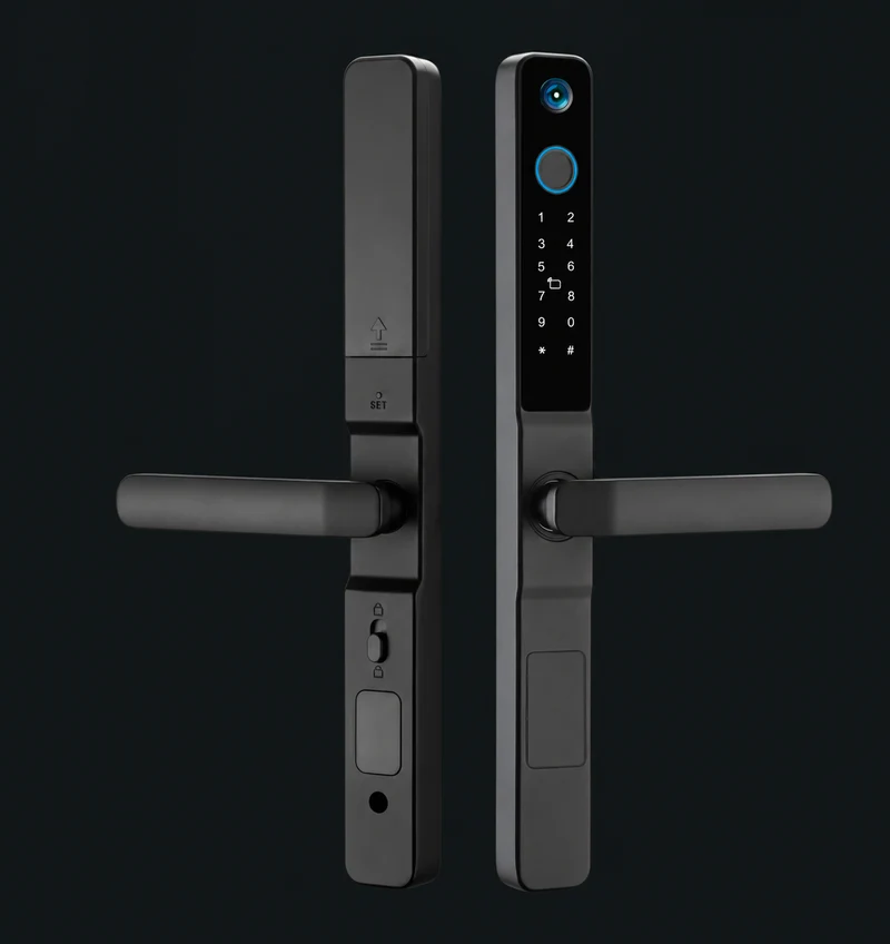 D01 Narrow Frame Smart Lock: charcoal studio visualization based on the original manufacturer reference