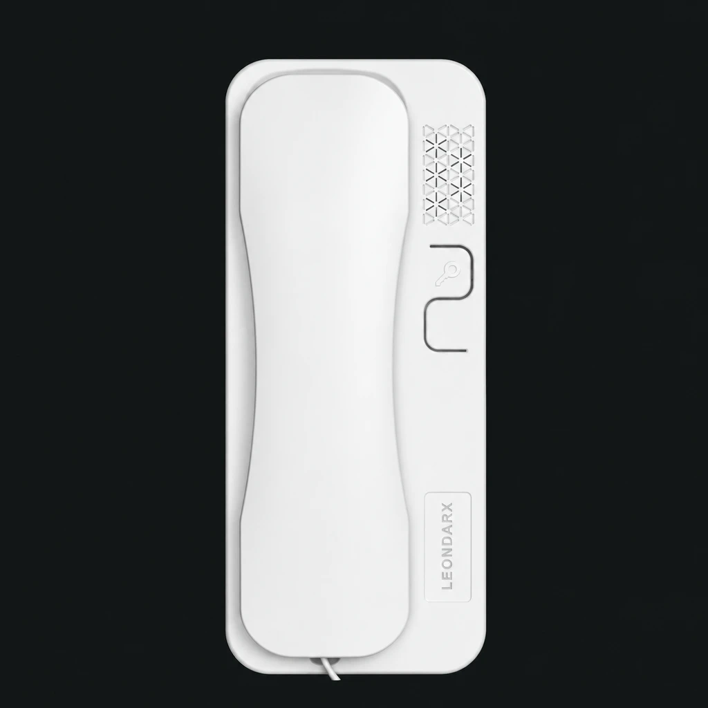 2-Wire E15 Building Indoor Intercom Handset: charcoal studio visualization based on the original manufacturer reference