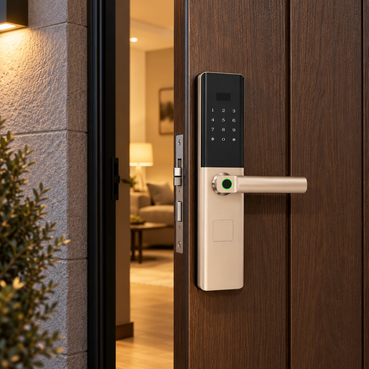 Illustrative daily-use scene based on T9-5G Semi-Automatic Smart Fingerprint Door