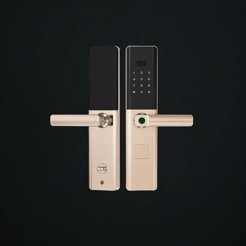 T9-5G Semi-Automatic Smart Fingerprint Door: charcoal studio visualization based on the original manufacturer reference