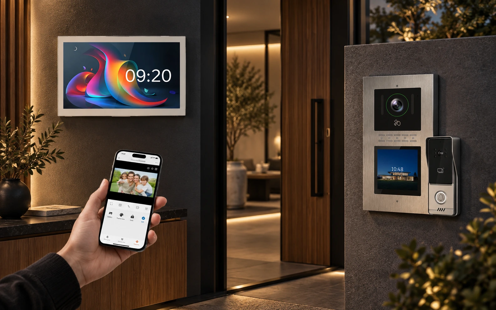 Indoor monitor and mobile answering application in a villa setting