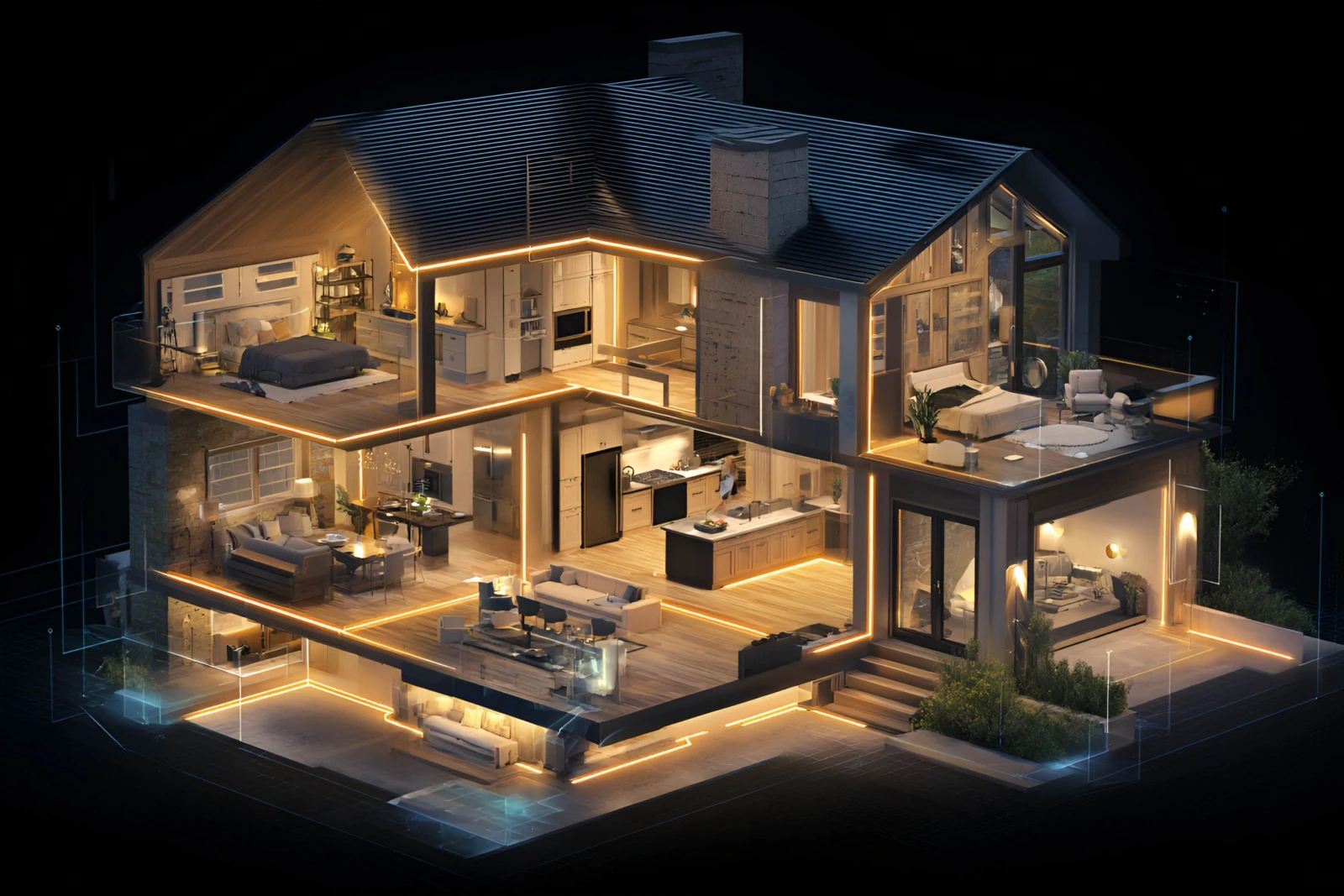 Whole-home lighting and control illustration from the original LEONDARX PLC solution